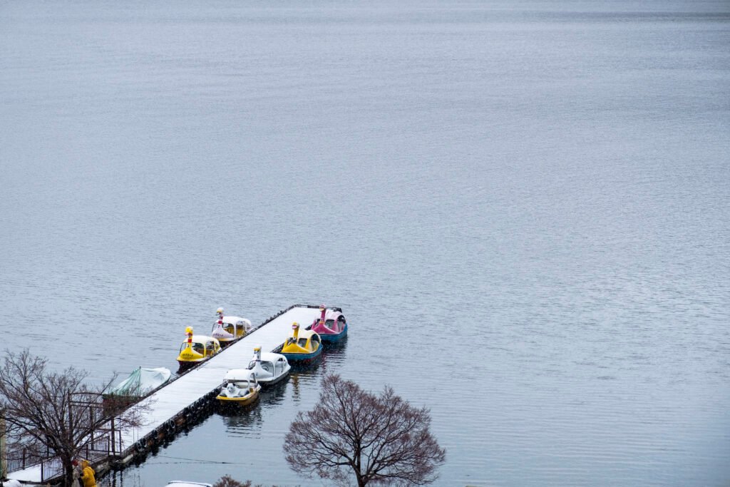 duck boat in kawaguchiko lake, japan